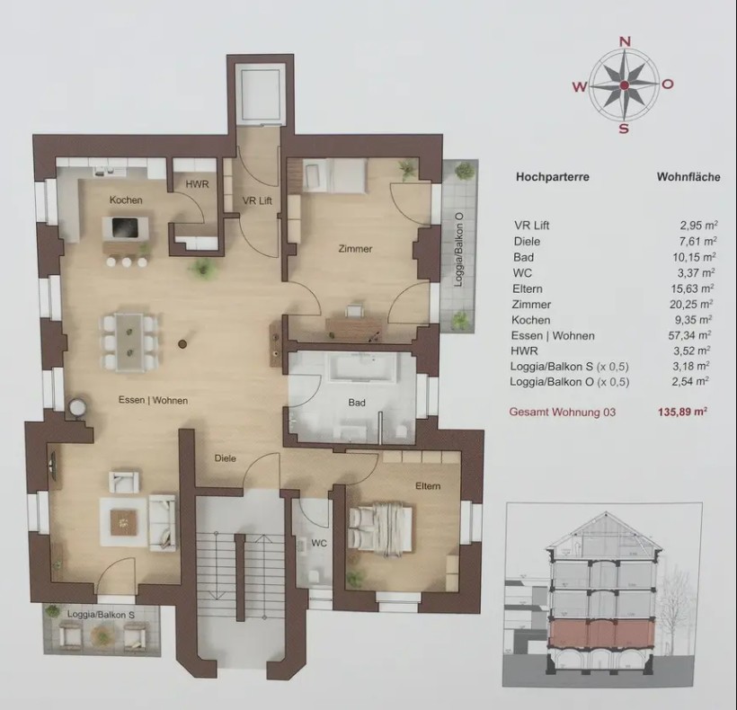 Grundriss Etagenwohnung Wiesloch